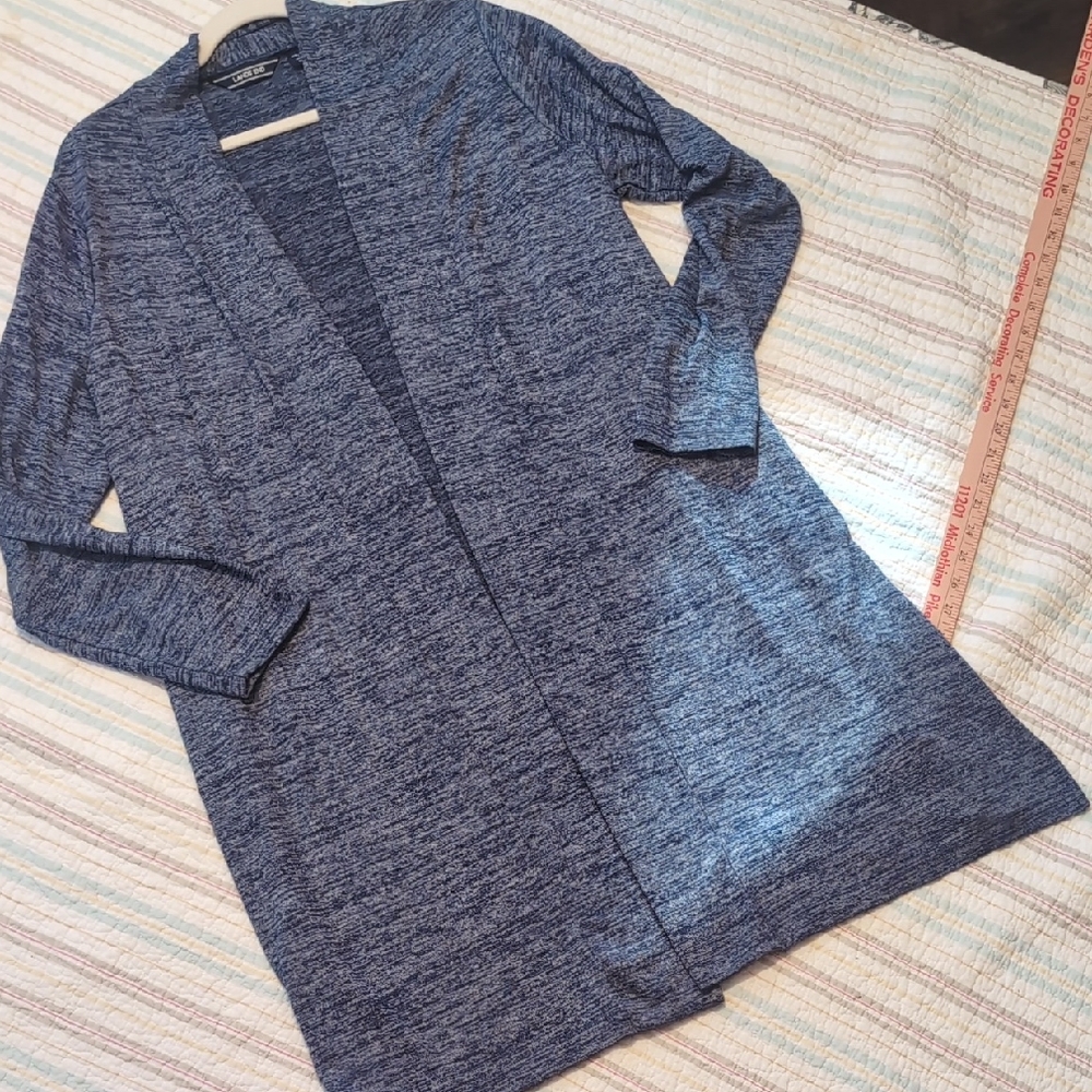 Lands' End Women's Heathered Blue Cardigan